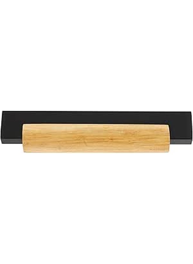 Black Aluminum And Wood Drawer Pull Handle 96mm Hole Centers For Modern Kitchen Cabinet - Image 1