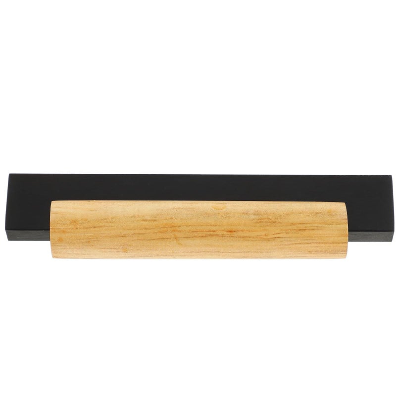 Black Aluminum And Wood Drawer Pull Handle 96mm Hole Centers For Modern Kitchen Cabinet - Image 2