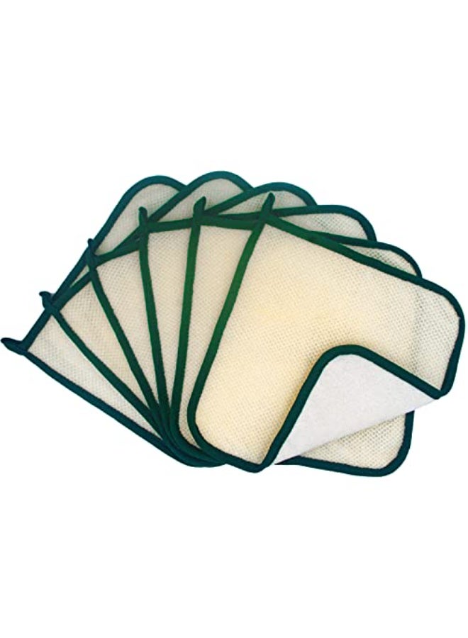 Bleu Bath 6 Pack DualSided Exfoliating Skin Towel Natural Terry Body Cloth Scrubber Premium Sturdy Loofah Towel Soft and Buffing Wash Cloth White for Either Oil or Dry Skin Passion Green - Image 1