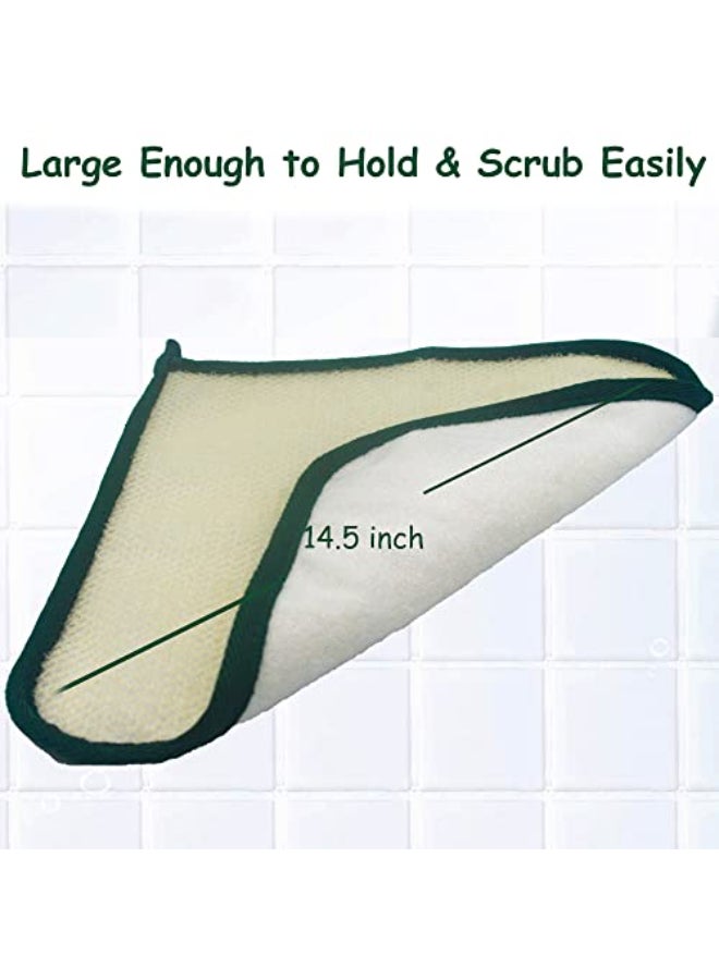 Bleu Bath 6 Pack DualSided Exfoliating Skin Towel Natural Terry Body Cloth Scrubber Premium Sturdy Loofah Towel Soft and Buffing Wash Cloth White for Either Oil or Dry Skin Passion Green - Image 3
