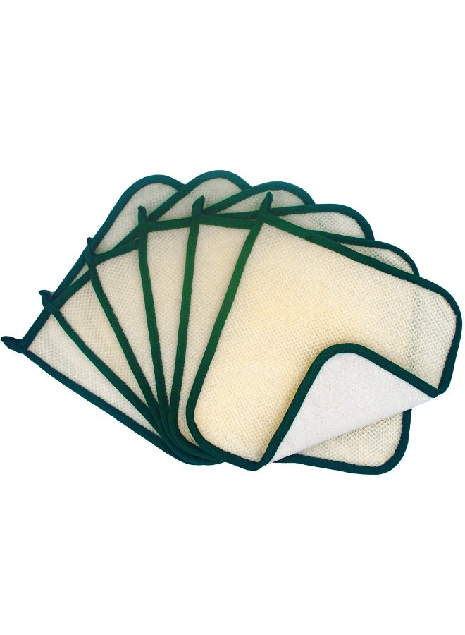 Bleu Bath 6 Pack DualSided Exfoliating Skin Towel Natural Terry Body Cloth Scrubber Premium Sturdy Loofah Towel Soft and Buffing Wash Cloth White for Either Oil or Dry Skin Passion Green - Image 2