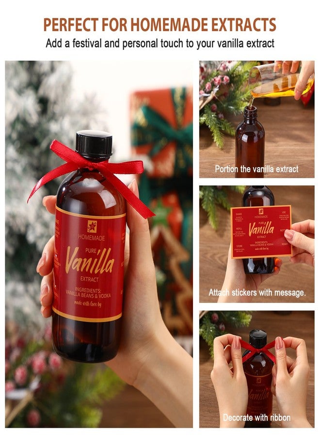Vesici 12 Sets 8 oz Amber Glass Bottles for Vanilla Extract with Airtight Lid Leak Proof Empty Boston Round Vanilla Extract Jars Label Funnel for Homemade Essential Oil Christmas Party Holiday Gifts - Image 5