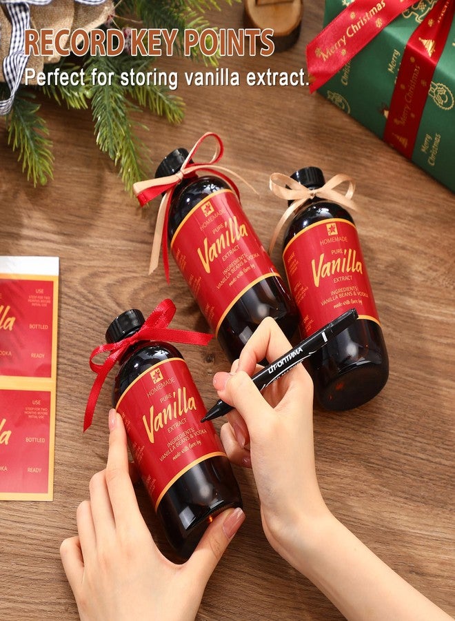 Vesici 12 Sets 8 oz Amber Glass Bottles for Vanilla Extract with Airtight Lid Leak Proof Empty Boston Round Vanilla Extract Jars Label Funnel for Homemade Essential Oil Christmas Party Holiday Gifts - Image 3