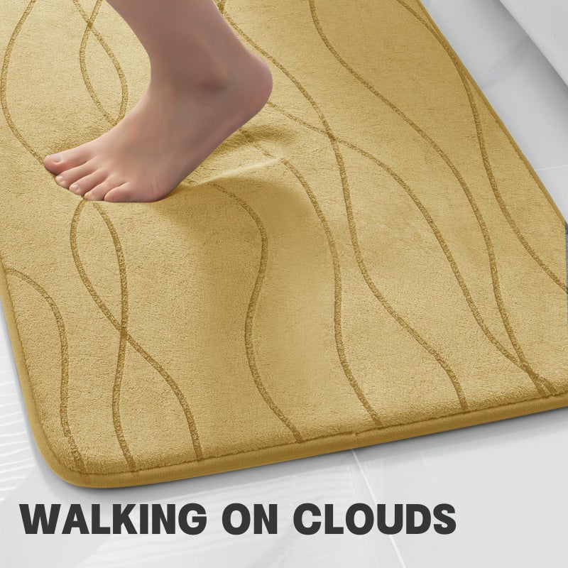 YIHOUSE Memory Foam Beige Bathroom Rug Sets 5 Piece, Ultra Absorbent Bath Mat for Bathroom - Non-Slip Machine Washable & Dry Quickly, 5 Piece Bathroom Mat Set, Beige - Image 3