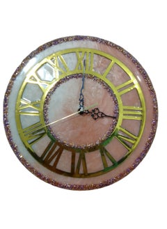 Golden color wall decor clock for luxury homes from contemporary works of art. Handmade wall clock made of epoxy resin, glass appearance - handmade artwork