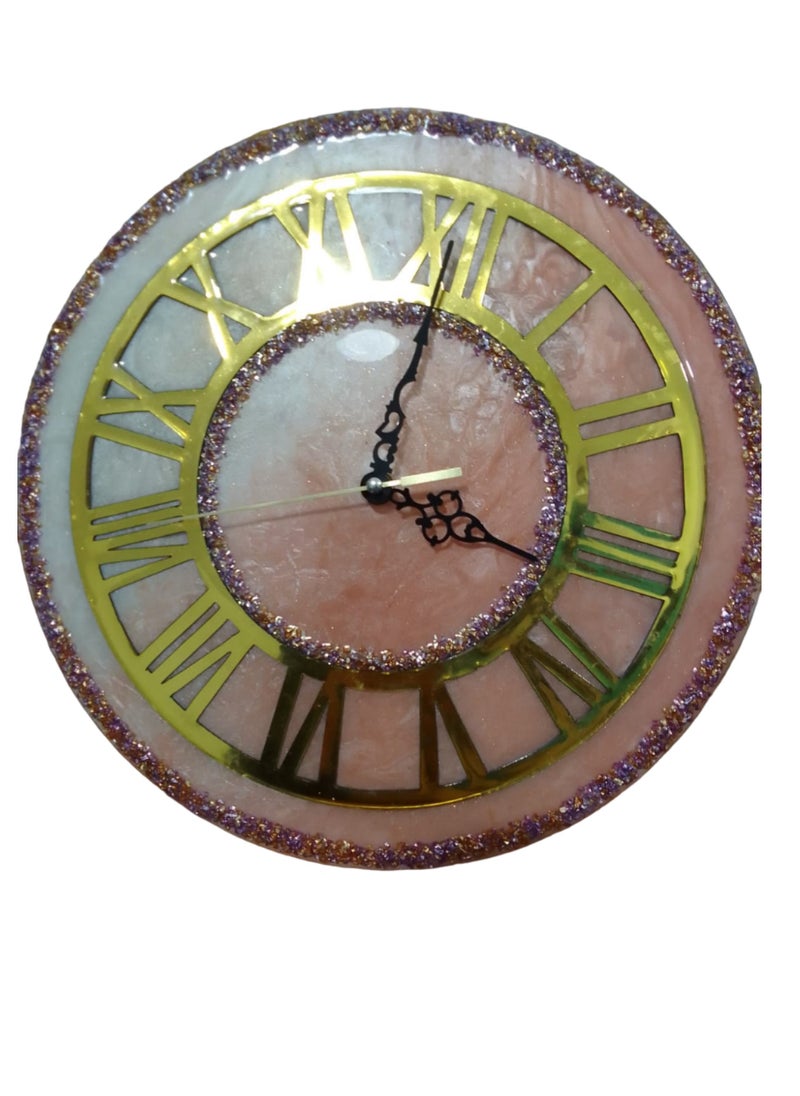 Generic - Golden color wall decor clock for luxury homes from contemporary works of art. Handmade wall clock made of epoxy resin, glass appearance - handmade artwork - Image 1