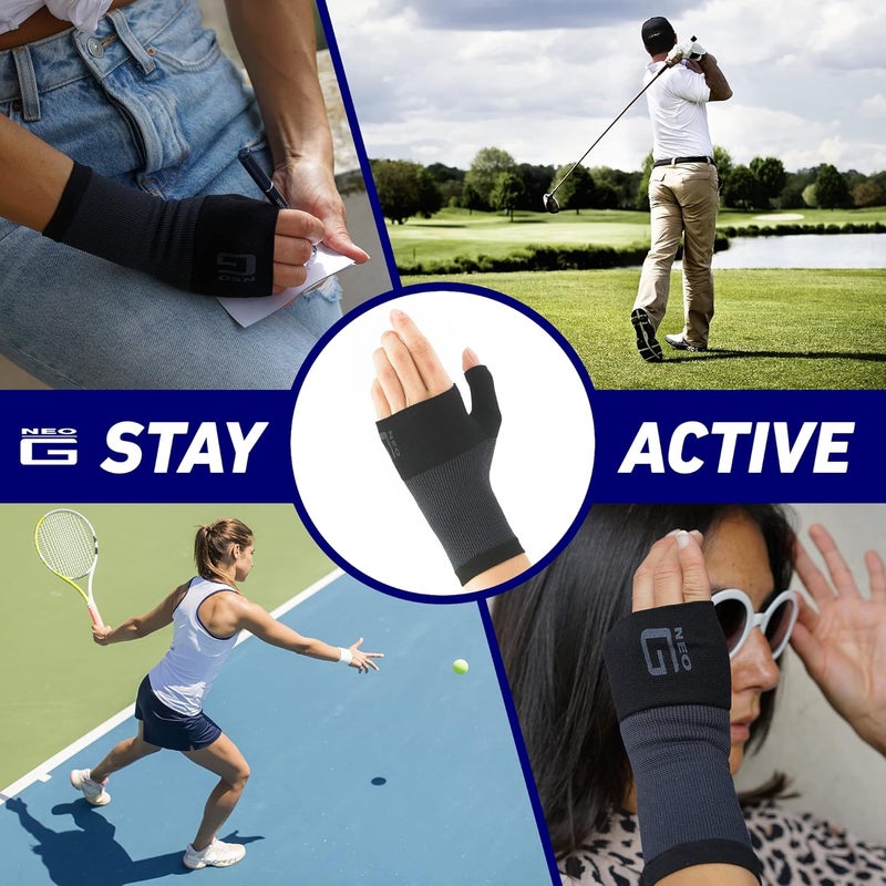 NeoG Wrist and Thumb Support for Arthritis, Joint Pain, Tendonitis, Sprain - Wrist Brace Wrist Compression Hand Support - L - Black - Image 4