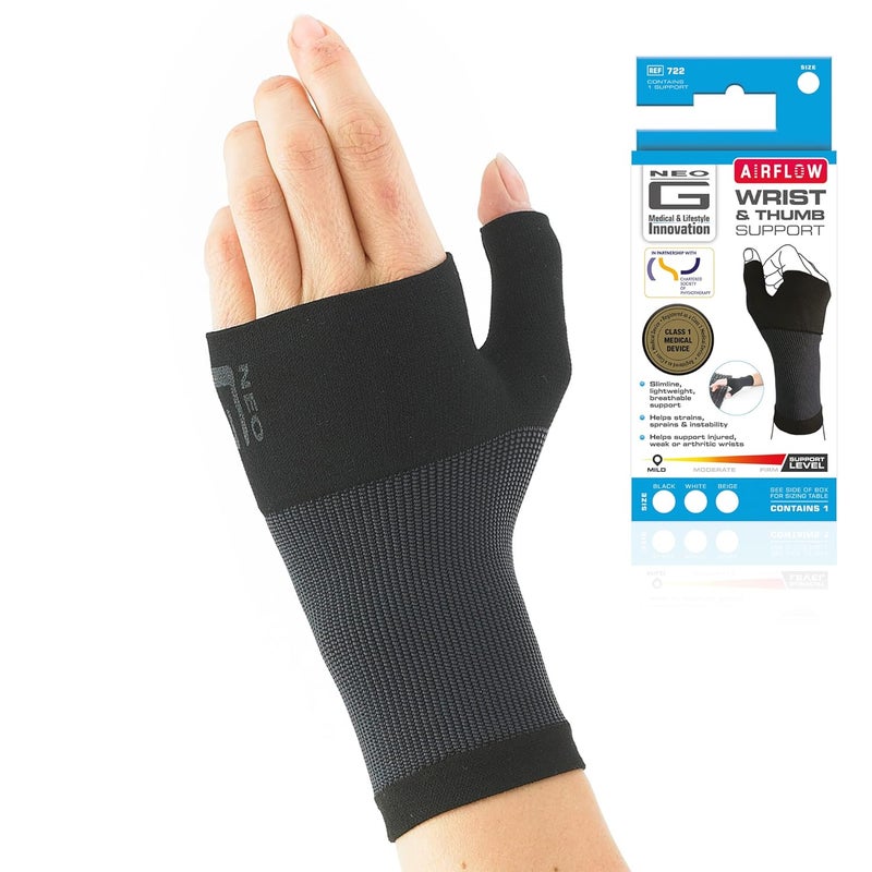 NeoG Wrist and Thumb Support for Arthritis, Joint Pain, Tendonitis, Sprain - Wrist Brace Wrist Compression Hand Support - L - Black - Image 1