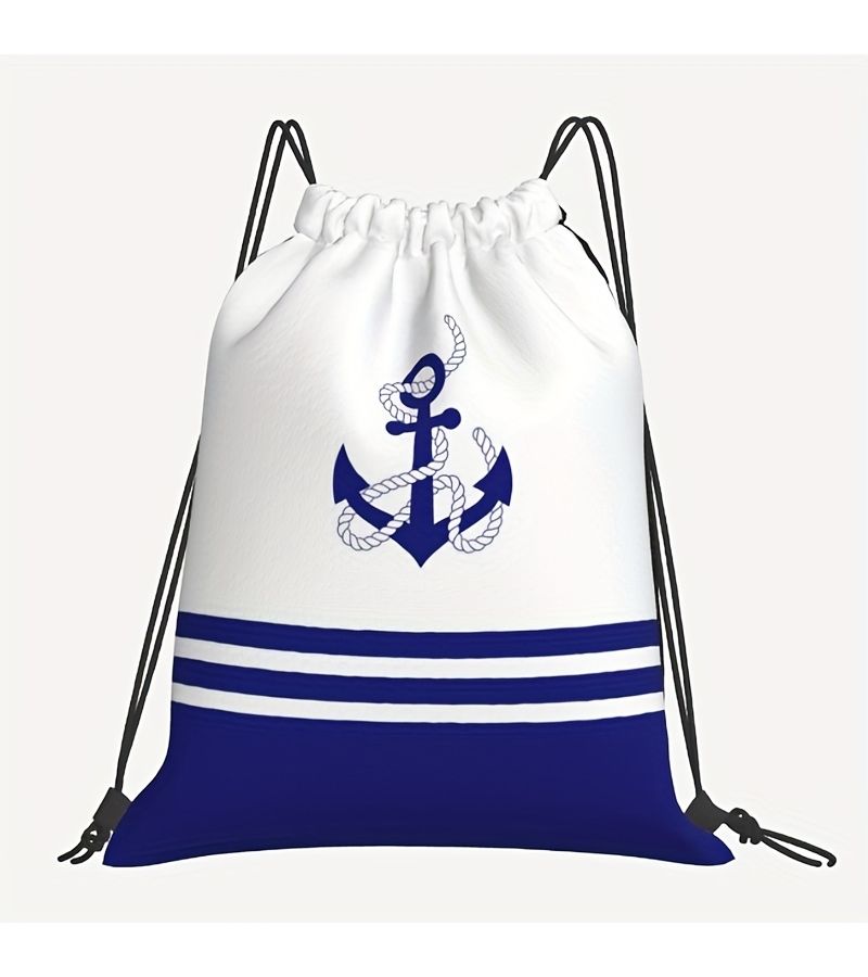 1pc WarshipB1 Lightweight Polyester Drawstring Backpack for Gym Yoga and Travel with Utility Pocket - Image 1