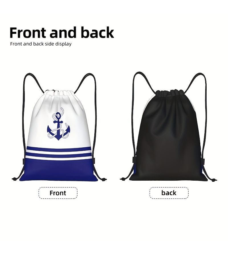 1pc WarshipB1 Lightweight Polyester Drawstring Backpack for Gym Yoga and Travel with Utility Pocket - Image 4