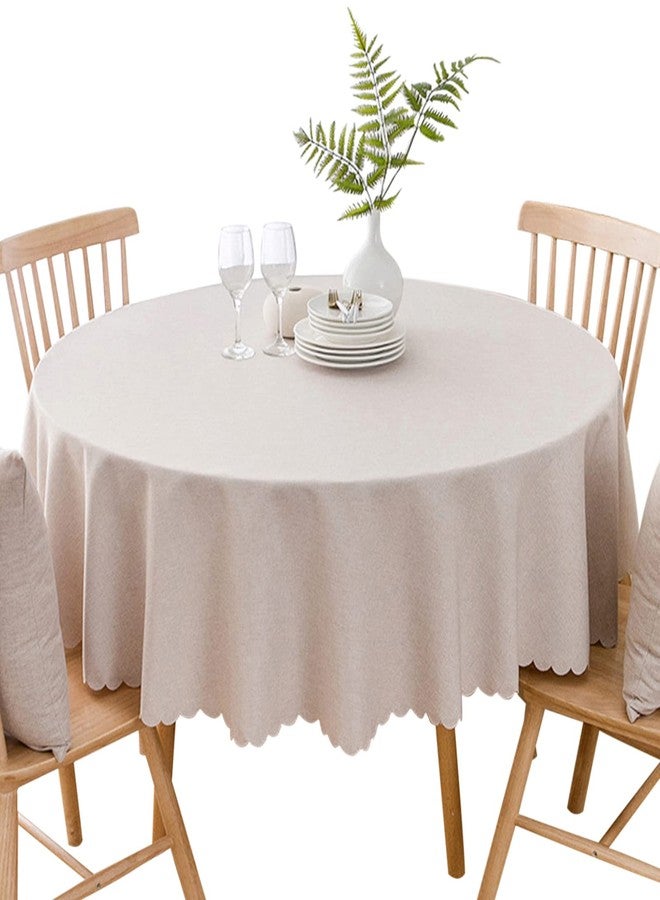 Jeloris Round Waterproof Tablecloth Spill-Proof and Stain Resistant Table Cloth Wrinkle Free Washable Decorative Fabric Table Cover for Kitchen, Dining, Parties, Buffet, Wedding(78 inch, Beige) - Image 1