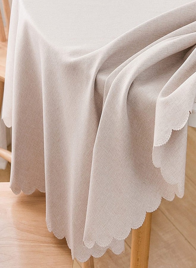Jeloris Round Waterproof Tablecloth Spill-Proof and Stain Resistant Table Cloth Wrinkle Free Washable Decorative Fabric Table Cover for Kitchen, Dining, Parties, Buffet, Wedding(78 inch, Beige) - Image 2