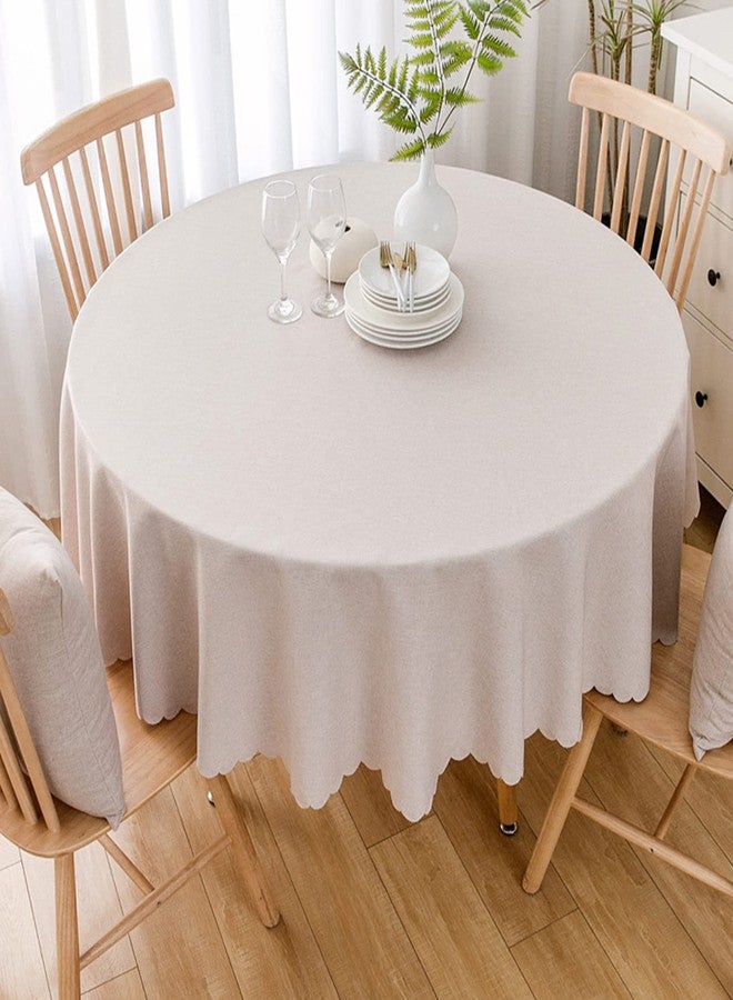 Jeloris Round Waterproof Tablecloth Spill-Proof and Stain Resistant Table Cloth Wrinkle Free Washable Decorative Fabric Table Cover for Kitchen, Dining, Parties, Buffet, Wedding(78 inch, Beige) - Image 4