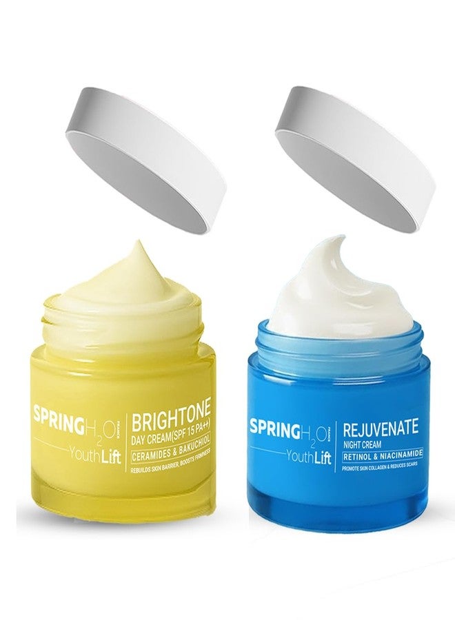 Spring H2O Rejuvenate Night Cream + Brightone Day Cream (SPF 15 PA++) Combo | 24-Hour Hydration, Nourishment & Skin Radiance | For All Skin Types - 2 x 50ml - Image 1