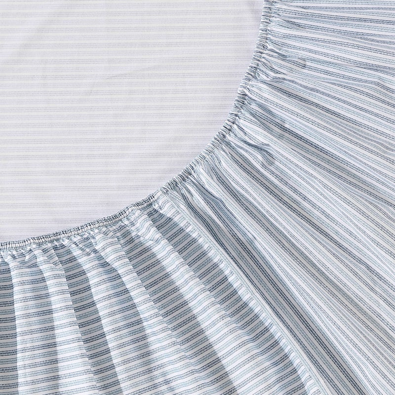 Eddie Bauer Eddie Bauer Home Sheets Cotton Percale Bedding Set  Crisp & Cool  Stylish Home Decor  Twin XL  Ticking Stripe Blue/White  - Image 4