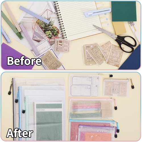 EOOUT 24pcs Mesh Zipper Pouch, Waterproof Zipper Bags, 8 Sizes Plastic Travel Pouch, 8 Colors, Multipurpose for Office Supplies and Travel Storage - Image 4