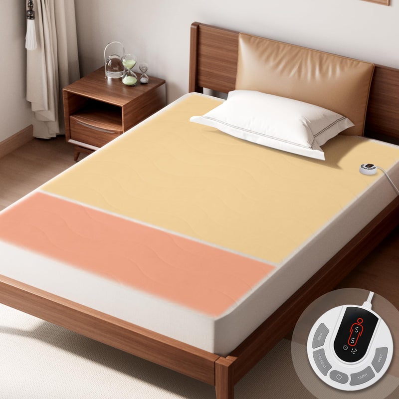 GOTCOZY Multi-Zone Heated Mattress Pad Twin Size - Electric Mattress Pad Fit up to 15" with 10 Heat Setting & 12 Hour Auto Off, Independent Body & Feet Heating, Machine Washableï¼ˆBleachï¼‰ - Image 1