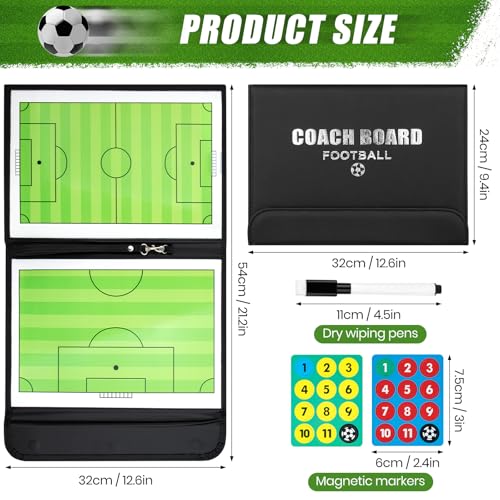 Keweis Soccer Coaching Board Soccer Coaches Clipboard Tactical Magnetic Board Kit with Dry Erase, Marker Pen and Zipper Bag (Football Board) (Soccer Coaching Board) - Image 5