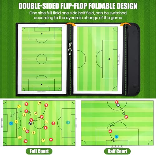 Keweis Soccer Coaching Board Soccer Coaches Clipboard Tactical Magnetic Board Kit with Dry Erase, Marker Pen and Zipper Bag (Football Board) (Soccer Coaching Board) - Image 2