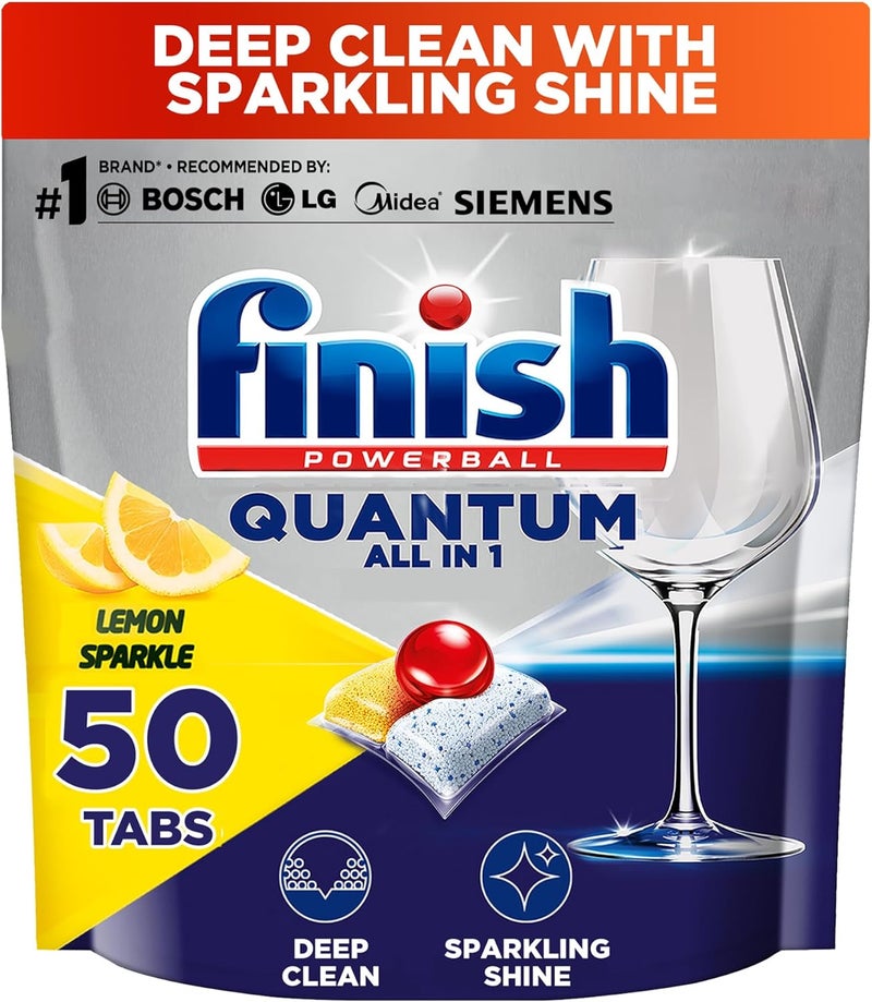 Powerball Quantum Dishwasher Detergent, Lemon Sparkle Scent, 50 Tabs - Image 1