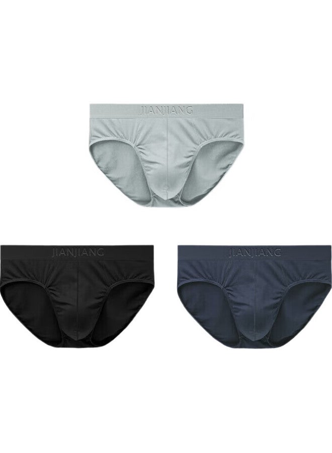 Athlete Men'S Briefs, Cotton Triangle Underwear, Solid Color, 5A Full Coverage, Antibacterial, Breathable, Comfortable, 3-Pack - Image 1