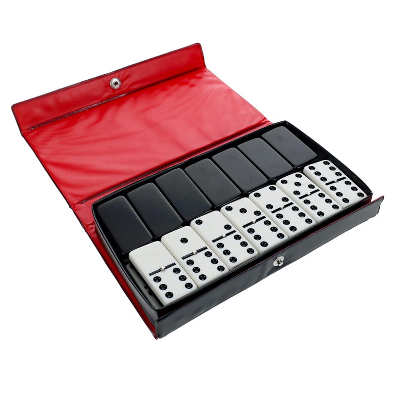 WE Games TwoToned Black White Double 6 Dominoes with Spinners Ideal Size Vintage Style Case Family and Adult Board Games - Image 3
