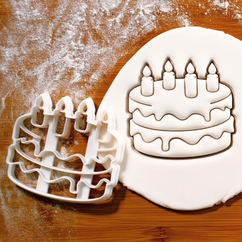 EROTNGO Cake with Candles Cookie Cutter Ideal for Baking Birthday Party Treats Fun Celebrations Kids Birthday Cookies and Festive Desserts ONLY Cake - Image 1