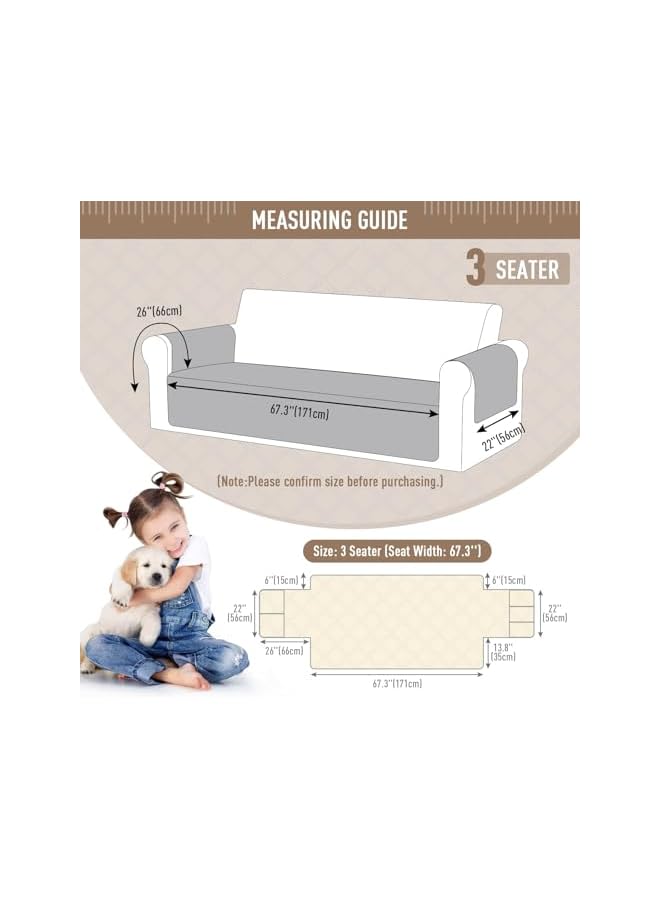 The Bros أغطية أرائك مقاومة للماء للكلاب والحيوانات الأليفة مع قاعدة غير قابلة للانزلاق، أغطية مقاعد الأرائك مع جيب جانبي لأريكة بثلاث وسائد قابلة للغسل (67.3 بوصة، أسود) - Image 5