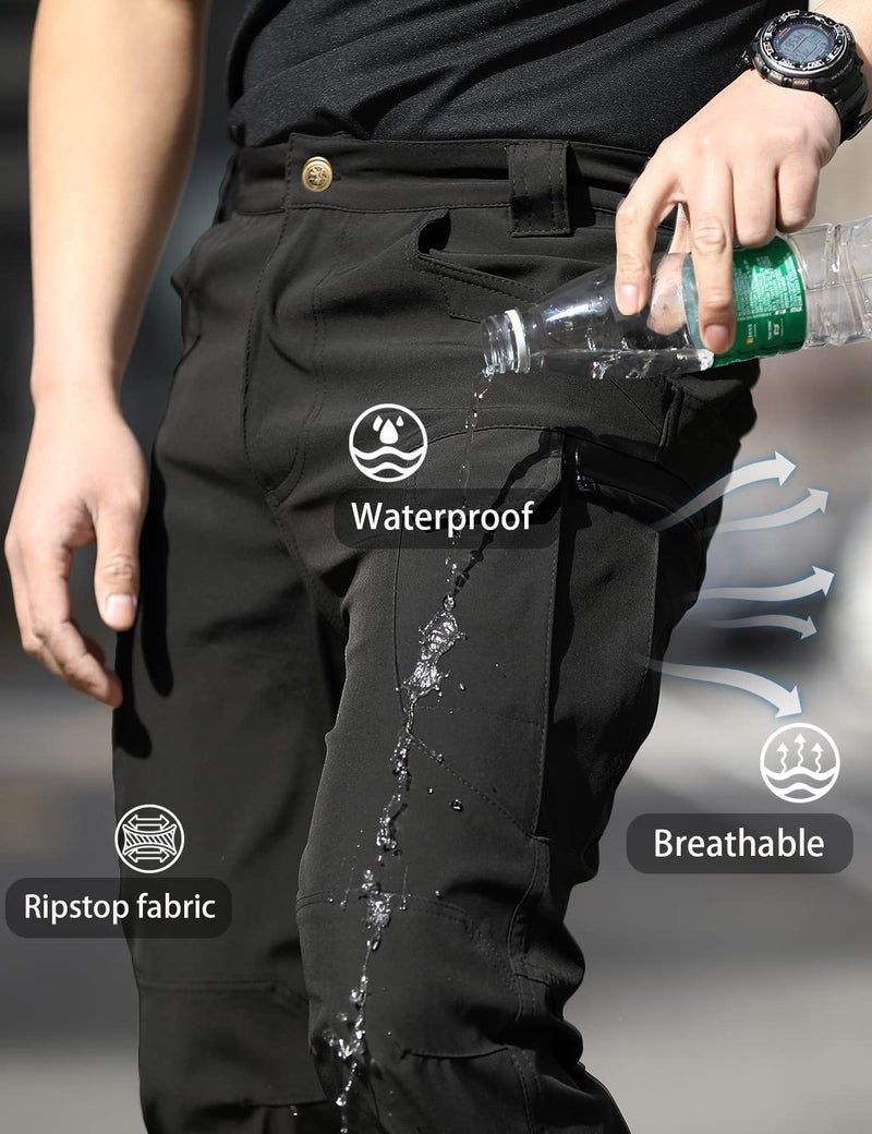 FLYFIREFLY Men's Tactical Cargo Pants Water Resistant Ripstop Outdoor Quick Dry Hiking Work Pants with Pockets(No Belt) Black - Image 4