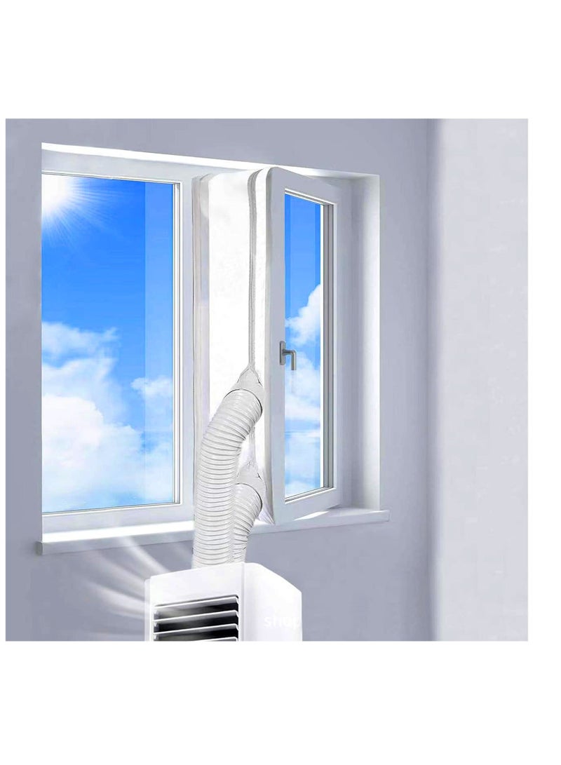 Air Conditioner Window Seal, for Portable Air Conditioner And Tumble Dryer, Hot Air Stop Air Exchange Guards, with Zip and Adhesive Fastener, 400CM (157'') AC Casement Window Seal Kit - Image 1
