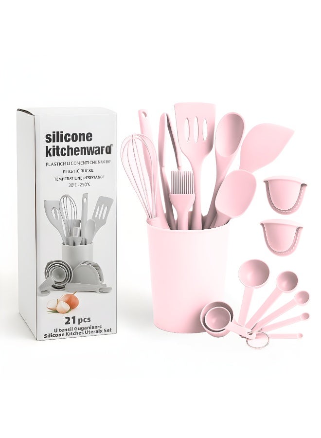 JUNI 21-Piece Silicone Kitchen Utensils Set with Holder – Heat-Resistant Food-Grade Cooking Tools, BPA-Free Non-Stick Cookware Safe Utensil Set for Home Kitchen - Image 1