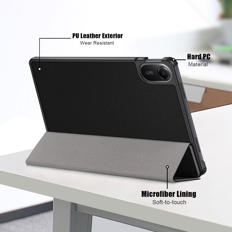 Gylint Case for Xiaomi Redmi Pad 2 11 Inch 2025 Case, Folding Folio Ultra-Thin PU Leather Stand Case Cover Wth Auto Wake/Sleep for Xiaomi Redmi Pad 2 Black - Image 3