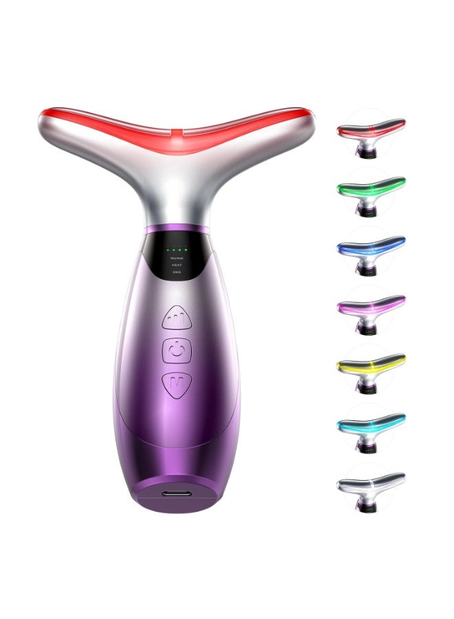 Facial Massager, 7 Color Red Light Therapy for Face & Neck, Face Lifting Device with 113°F Heating & Vibration, 3 Modes & 4 Adjustable Intensities, Multi-Functional Facial Skincare Tool - Image 1