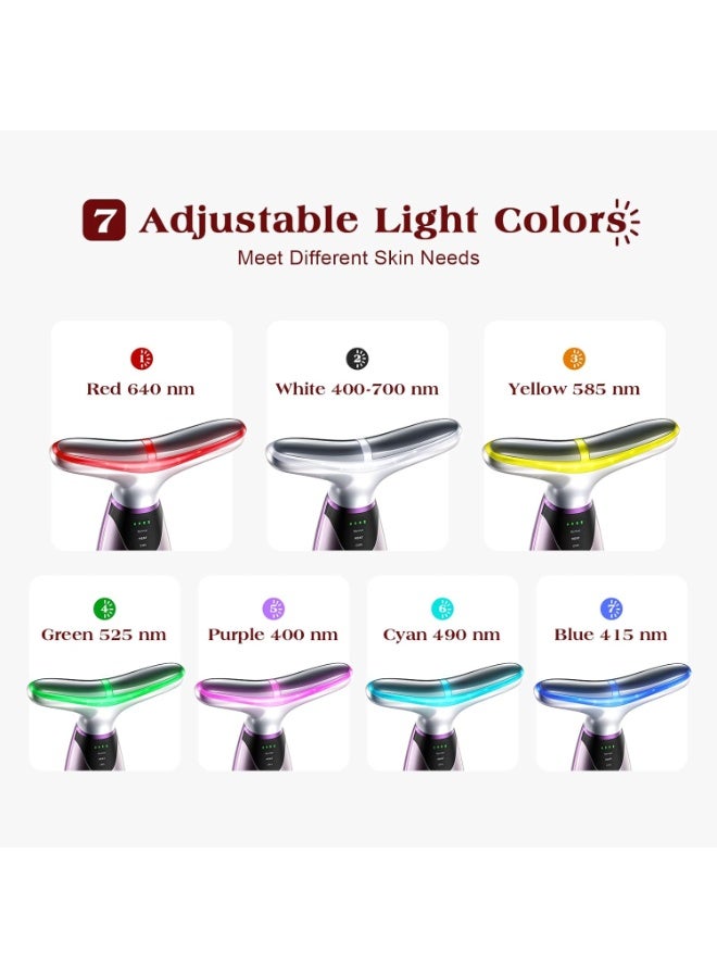 Facial Massager, 7 Color Red Light Therapy for Face & Neck, Face Lifting Device with 113°F Heating & Vibration, 3 Modes & 4 Adjustable Intensities, Multi-Functional Facial Skincare Tool - Image 2