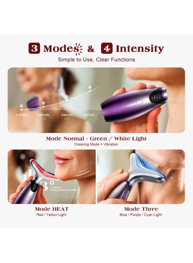 Facial Massager, 7 Color Red Light Therapy for Face & Neck, Face Lifting Device with 113°F Heating & Vibration, 3 Modes & 4 Adjustable Intensities, Multi-Functional Facial Skincare Tool - Image 3