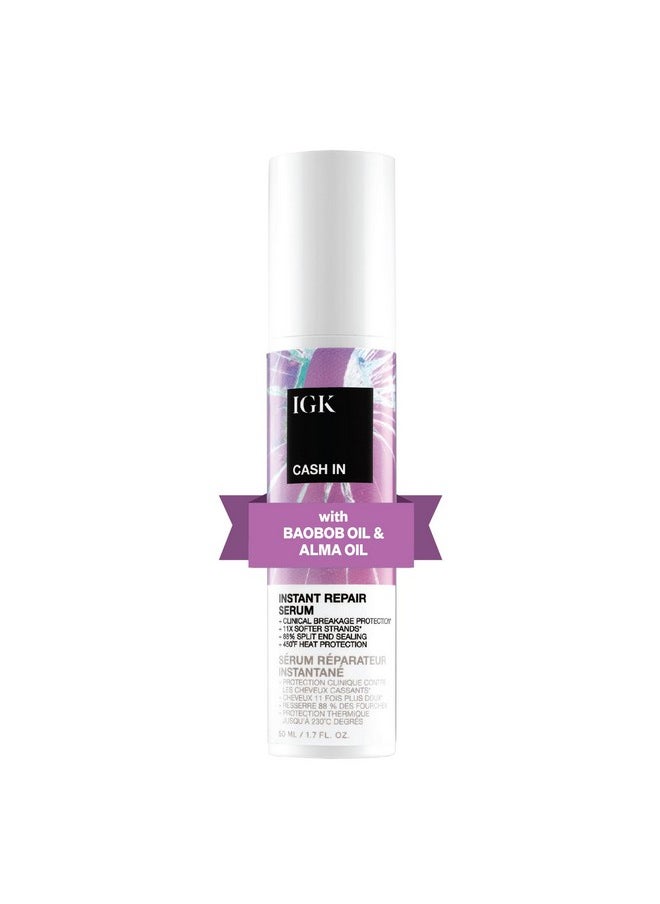iGK Cash In Instant Repair Serum Breakage Protection + Seal Split Ends + Heat Protection Vegan + Cruelty Free 1.7 Oz  - Image 1