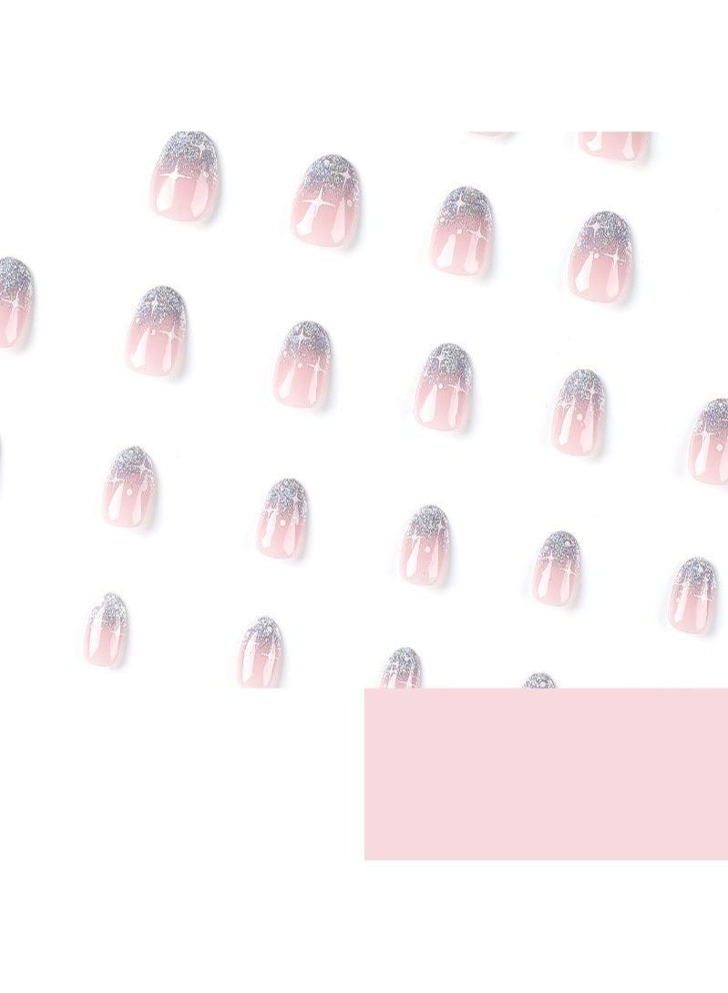 Starry Sky Short Fake Nails 24Pcs - Image 4