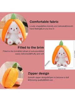 KASTWAVE Strawberry Bunny Plush Toys, Rabbit Muppet Toys, Strawberry Bunny Transformed into Little Rabbit Fruit Doll Plush Toy Carrot Rabbit Plush Doll Girl for Kids (Strawberry Rabbit, 18cm)  - Image 4