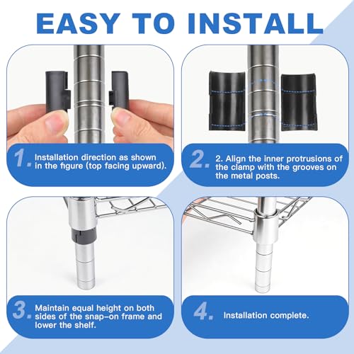 Rindion 60PCS Wire Shelf Clips, Wire Rack Lock Clip for 1" Post, 30 Pairs of Plastic Shelf Clips for Metal Shelving Sleeves System Replacements, for All Kinds of Shelving, Split Sleeve Lock Metal Shelf - Image 3