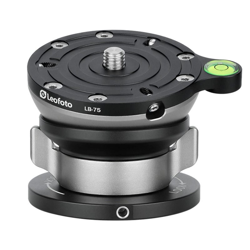 Leofoto LB-75 75mm Leveling Base for Tripod w Butterfly Lock Collar 55lb Max Load +/-15° Tilt  - Image 1