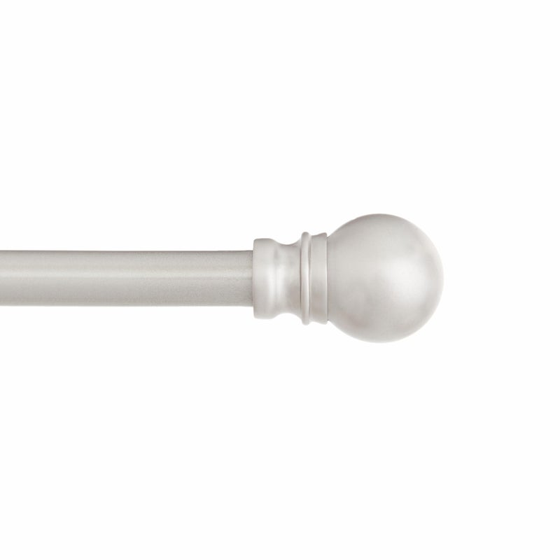 Kenney KN55971 Davenport Ball End Petite Caf Decorative Window Curtain Rod 4886 Adjustable Length Brushed Nickel Finish 12 Diameter Steel Tube
