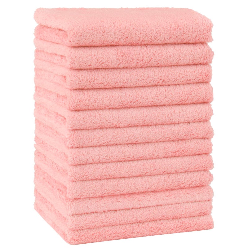 HOMEXCEL Baby Washcloths 12 PackMicrofiber Coral Fleece Baby Bath Face Towel 7 x 9 Inch Extra Absorbent Soft Burp Cloth and Wash Cloths for NewbornInfants and ToddlersGentle On Sensitive SkinPink - Image 2
