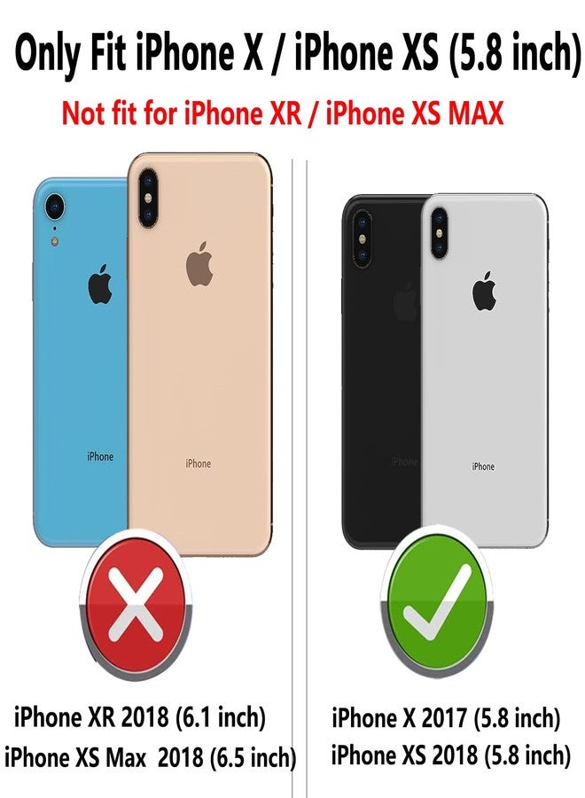 YZOK جراب YZOK لهاتف iPhone X و iPhone Xs، مع غطاء كاميرا منزلق وواقي شاشة عالي الدقة، [حماية للكاميرا] [حامل مغناطيسي دوار] غطاء واقٍ متين مقاوم للصدمات بمواصفات عسكرية - أسود - Image 2