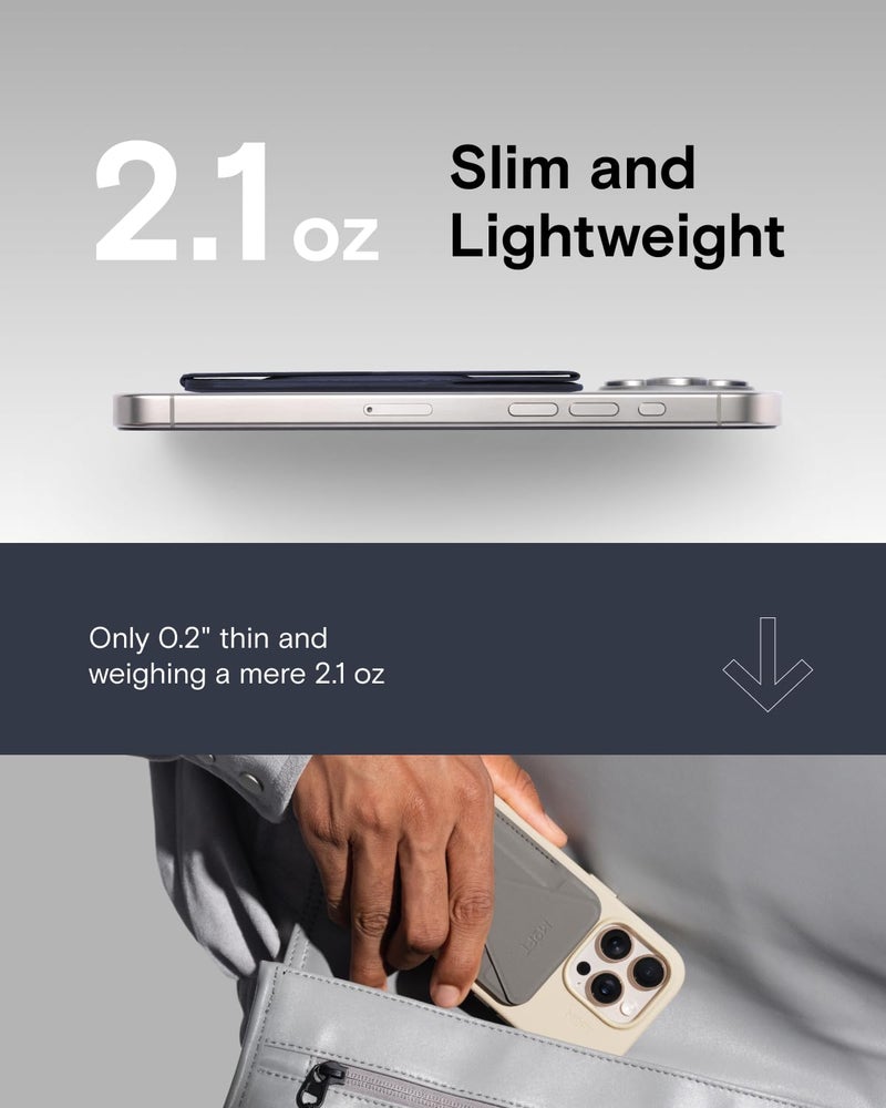 MOFT Magnetic Wallet Stand Compatible with iPhone 17/16/15/14/13/12 Series, Angle Adjustment & Magsafe Compatible MOVAS Phone Stand,Navy Blue - Image 2