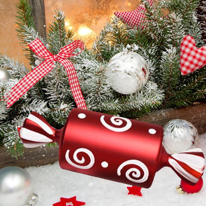 klarako Candy Pendant Decor Gift Orment Novelty Red and White Swirl Sweet Baubles Props Lollipop Large Cane for Christmas Tree Wedding Home Party - 40CM C - Image 1
