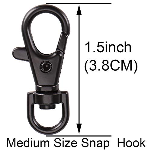SAMLOO 5 Set Key Chain Flat Key Rings Women Metal Swivel Clasps Snap-On Keychain Ring Hook Spring Clip Snap Hook Lobster Clasp for Keys, Lanyards Jewelry Findings, Round Edge, Black - Image 2