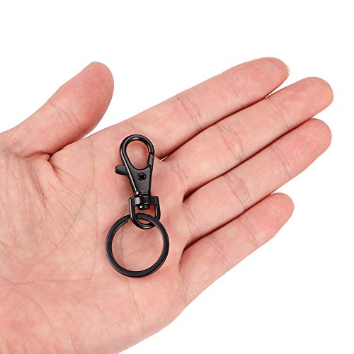 SAMLOO 5 Set Key Chain Flat Key Rings Women Metal Swivel Clasps Snap-On Keychain Ring Hook Spring Clip Snap Hook Lobster Clasp for Keys, Lanyards Jewelry Findings, Round Edge, Black - Image 4