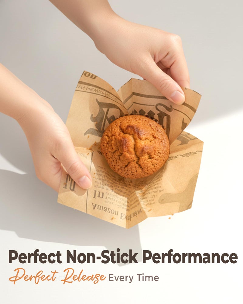Bake Choice 200pcs Tulip Cupcake Liners for Baking Cups Newspaper Print Parchment Paper Tulip Muffin Liners, Grease Resistant Cupcake Wrappers for Party, Christmas - Image 2