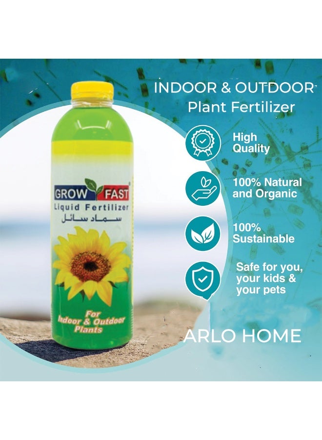 GROW FAST Organic Liquid Fertilizer 1000 ml - Outdoor & Indoor Plant Food - All-Purpose, Nutrient-Rich Lawn Fertilizer & Soil Enhancer for House Plants - Image 2