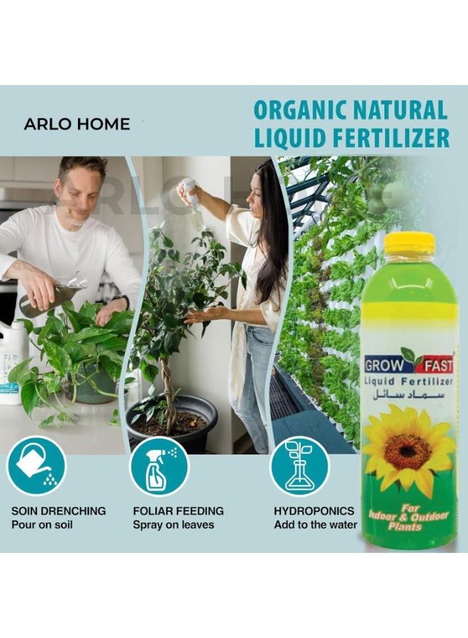 GROW FAST Organic Liquid Fertilizer 1000 ml - Outdoor & Indoor Plant Food - All-Purpose, Nutrient-Rich Lawn Fertilizer & Soil Enhancer for House Plants - Image 3